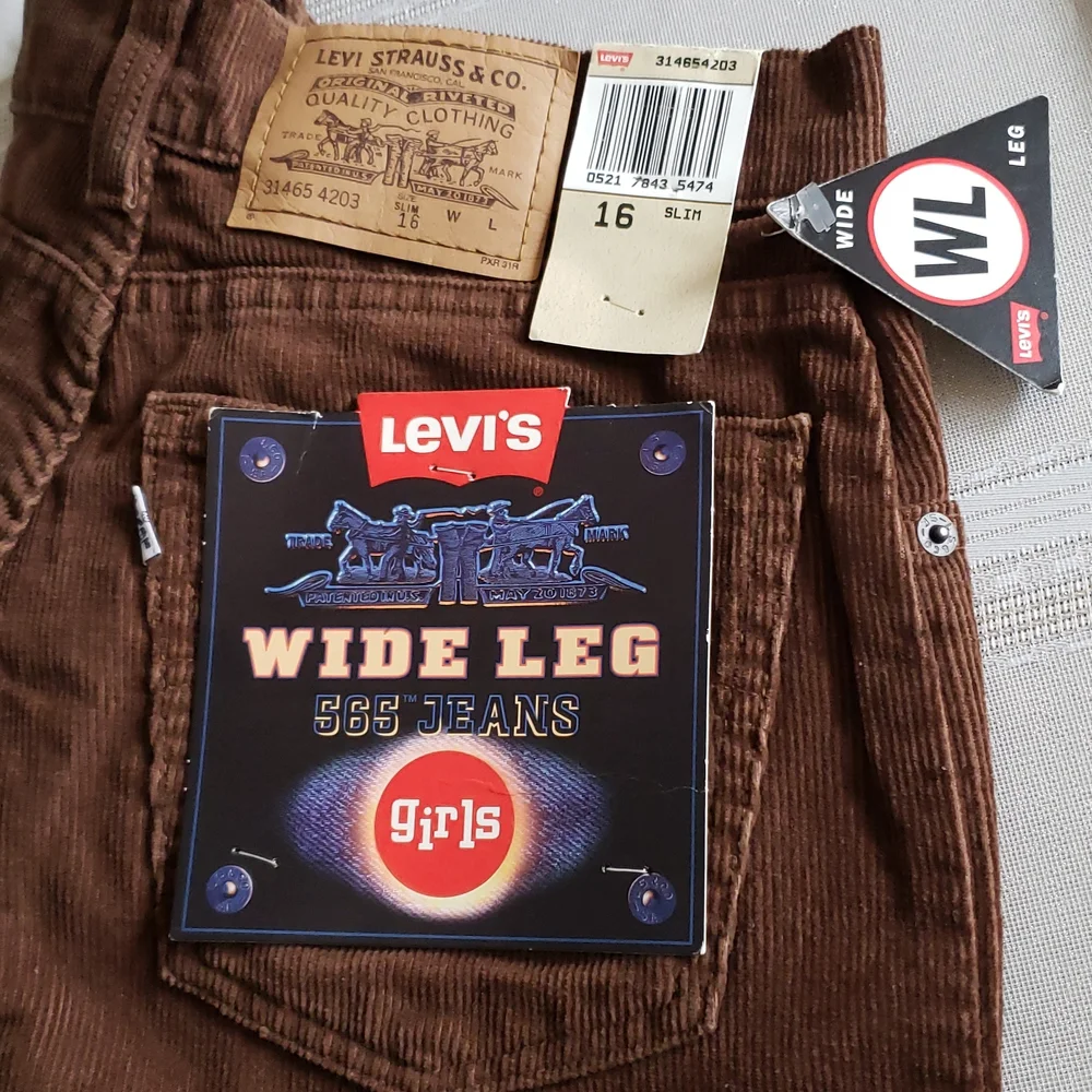 Levi's NEW 565 Wide Leg Jeans Girls Slim Microvelvet Cotton RARE! Made in USA